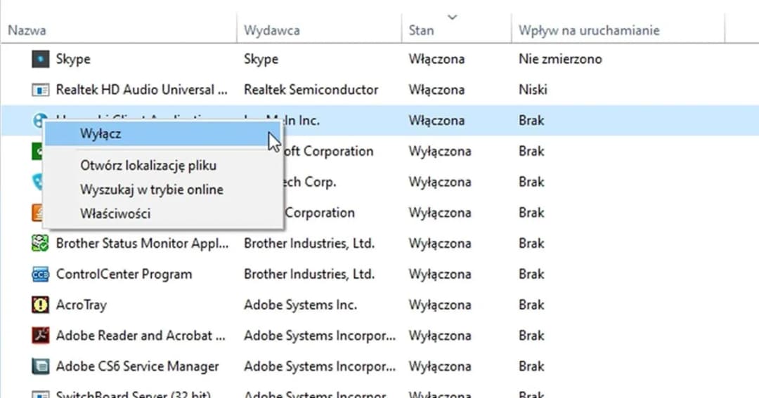 Jak wyłączyć programy z autostartu w Windows 7 i przyspieszyć system